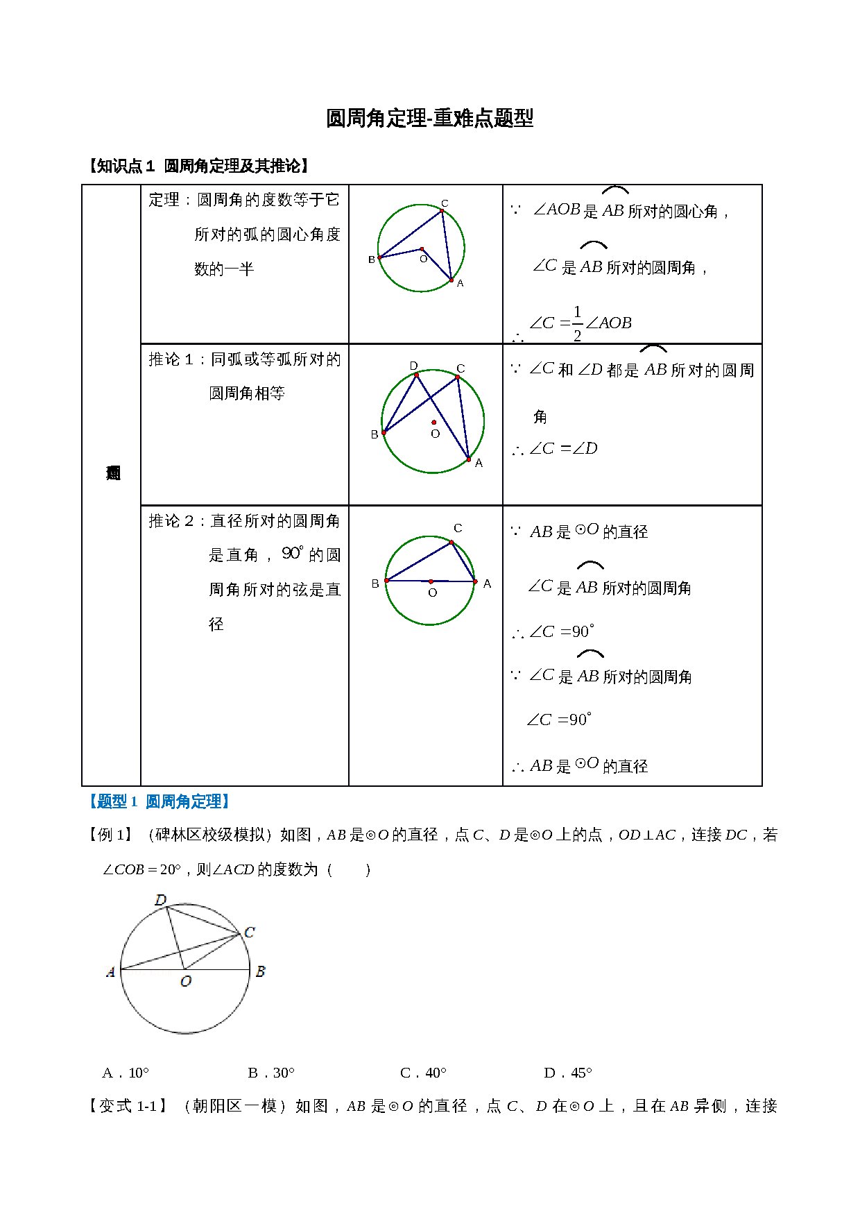 24-圆周角定理-重难点题型 预览
